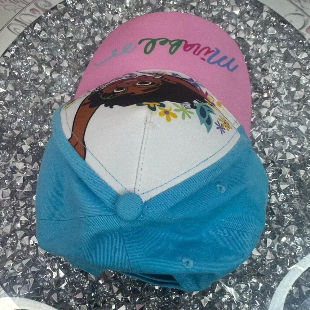 Disney encanto kids hat floral flowers princess Mirabel Cap - Pink and Blue
